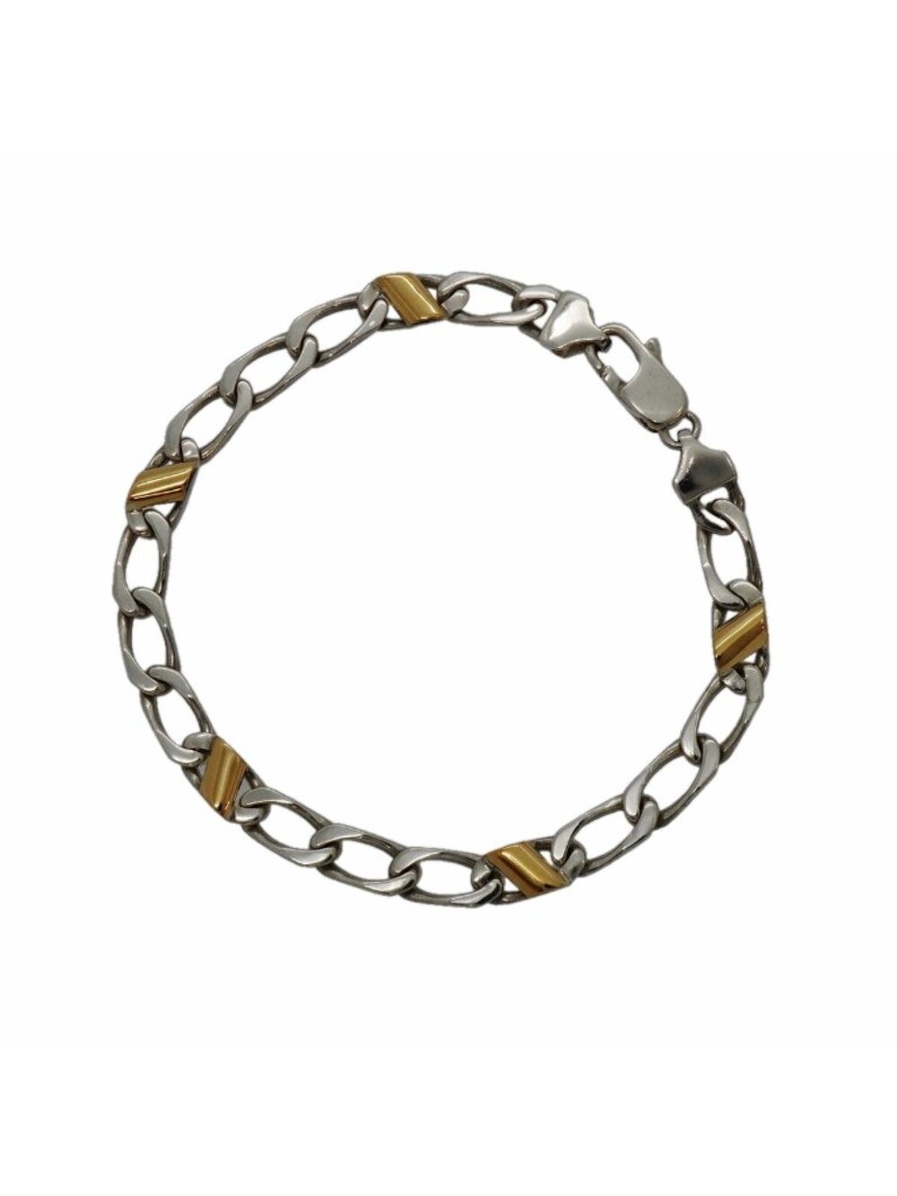 Tiffany & Co Bracelet Figaro Chain 18k Yellow Gold 925 Sterling Silver